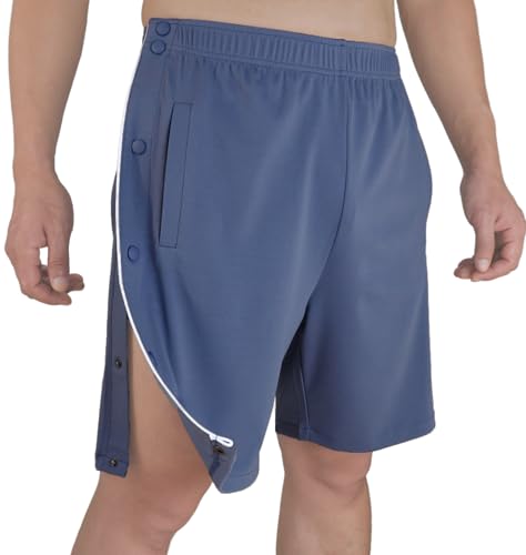 Post Surgery Tear Away Shorts for Men X-Large Light Blue - Knee & Leg Support Pants