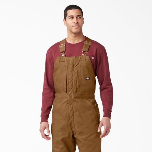 Dickies Men's Premium Insulated Duck Bib Overalls - X-Large Brown Water-Resistant Workwear