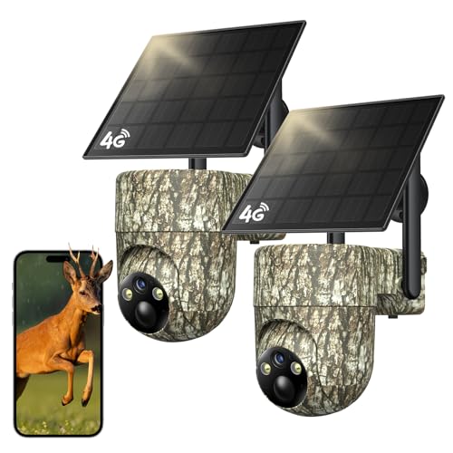 TKENPRO 4G LTE Cellular Trail Camera with Solar Power, Camo 2-Pack