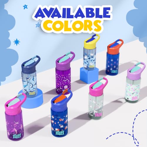 Kids Water Bottle with Straw 15 oz - Robo Design, Durable & Leak-Proof