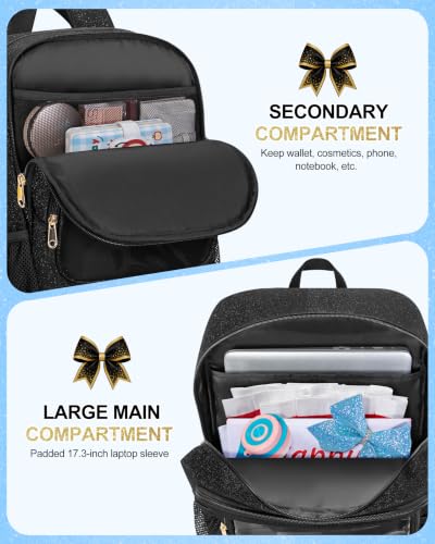 Cheerleading Backpack with Glitter 'CHEER' Design, Large Laptop & Shoe Compartments