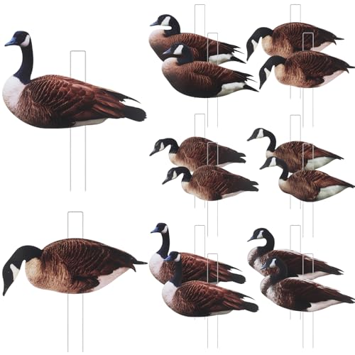 CroBlissful 12 Pack Goose Silhouette Decoys with Metal Stakes - Realistic Outdoor Hunting Set