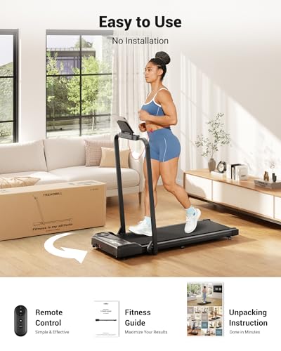 THERUN Under Desk Walking Treadmill with Foldable Handle Bar — Black / Remote Control
