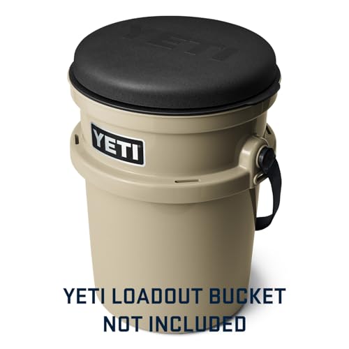 YETI 5 Gallon LoadOut Bucket with Black Swivel Seat - Heavy Duty Foam Cushion for Hunting, Fishing, Camping