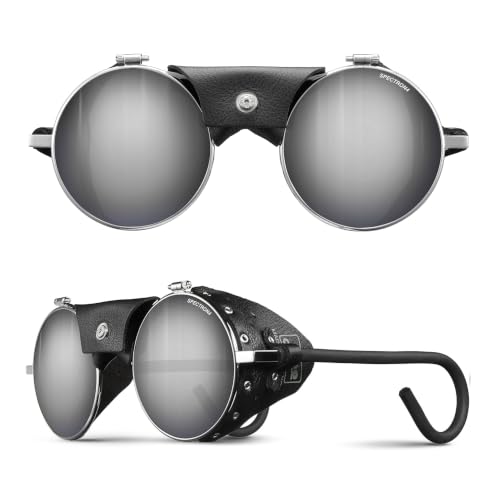 Julbo Vermont Classic Glacier Sunglasses with Leather Side Shields - Black Frame & Silver Mirror 51mm
