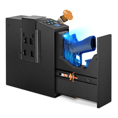 Biometric Fingerprint Handgun Safe with Auto Sliding Door, Quick Access