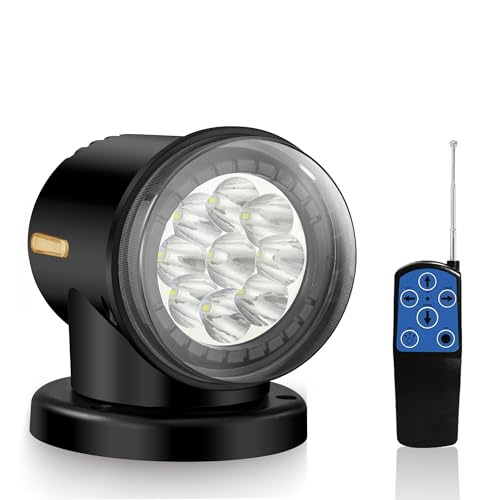 Remote LED Search Light for Trucks and Boats - Black 6000K 45W 4500LM