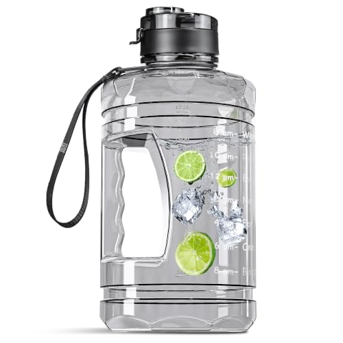 74oz Water Bottle with Motivational Time Marker, Large Hydration Jug - Clear
