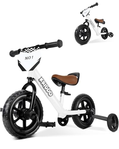 KRIDDO White 2-in-1 Kids Tricycle & Balance Bike for 2 Year Olds