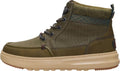 HEYDUDE Women's Remi Field Boots Dark Olive Waxed Canvas Water-Resistant Ankle Boots
