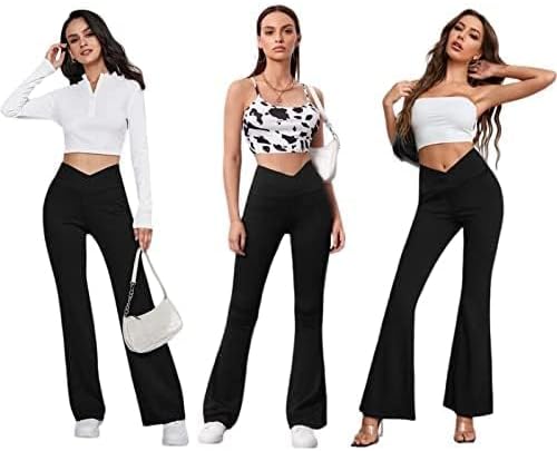 DLOODA Women's Flare Leggings - High Waisted Bootcut Yoga Pants with Pockets | Tummy Control, Bell Bottom