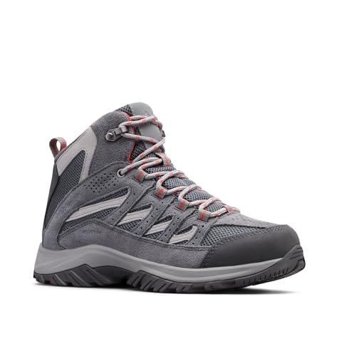 Women's Waterproof Hiking Boots - Columbia Crestwood Mid, Size 7.5, Graphite/Daredevil