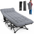 Adult Camping Cot with Cushion - Foldable Bed, Grey Portable Rest