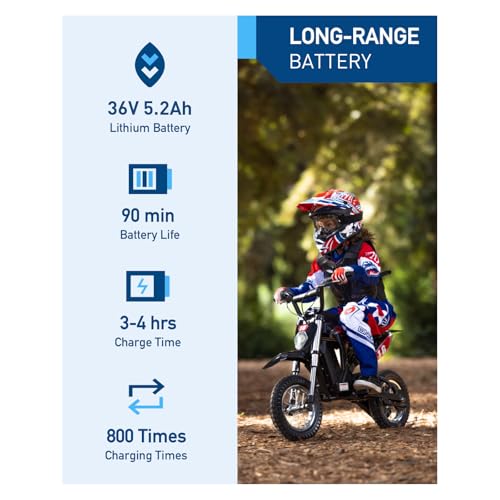 Hiboy DK1 Electric Kids Dirt Bike Blue 36V 300W Off-Road Motorcycle for Ages 3-10