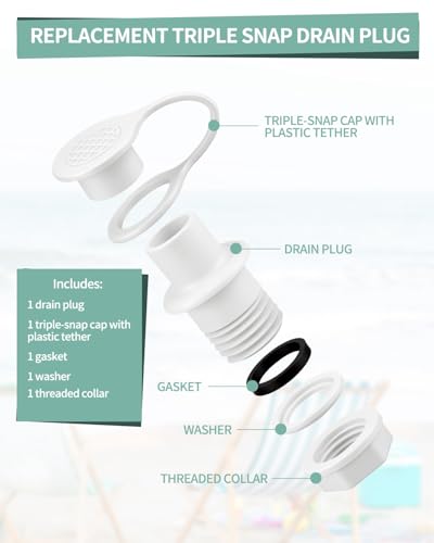 Cooler Drain Plug Replacement Kit for Igloo 25-70 Qt Ice Chests - Leak-Proof Seal