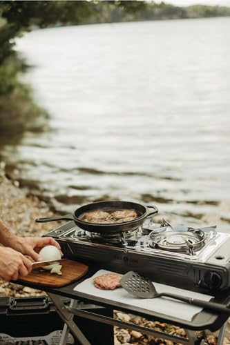 Portable Double Burner Camping Stove 15,300 BTU with Carrying Case & Safety Features
