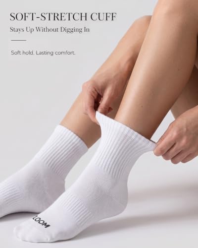 Athletic Ankle Socks Men Women Combed Cotton 5-6 Pairs Small-Medium White