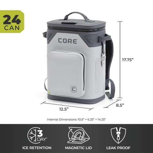 Shadow Gray 24-Can Insulated Cooler with Magnetic Sealing Lid & Adjustable Strap