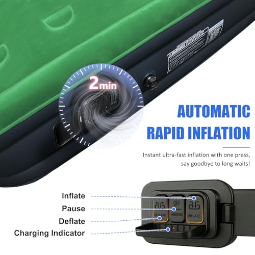 10-Inch Queen Camping Air Mattress with Rechargeable Pump - Portable Inflatable Bed for Tents, Outdoors & Guests