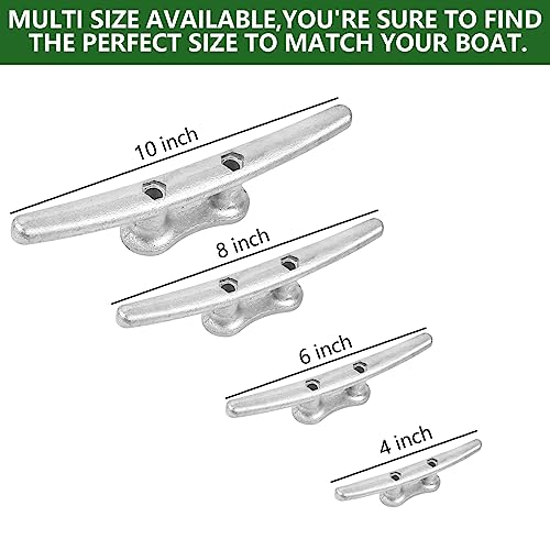 10 Inch Galvanized Dock Cleats with Bolts - 6 Pack for Boat Docks, Piers & Marine Use