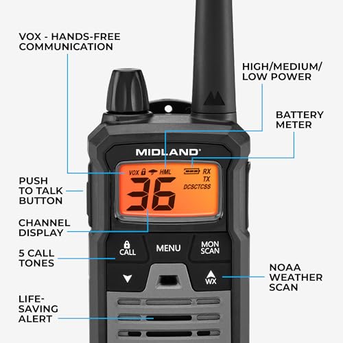 Midland T290VP4 High-Powered GMRS Two-Way Radio with 40-Mile Range and NOAA Weather Alert