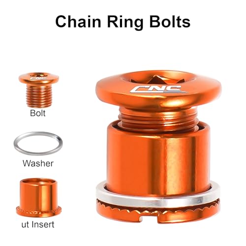 Chooee Double Chainring Bolts Set M8 Steel Orange for Bicycle Drivetrain