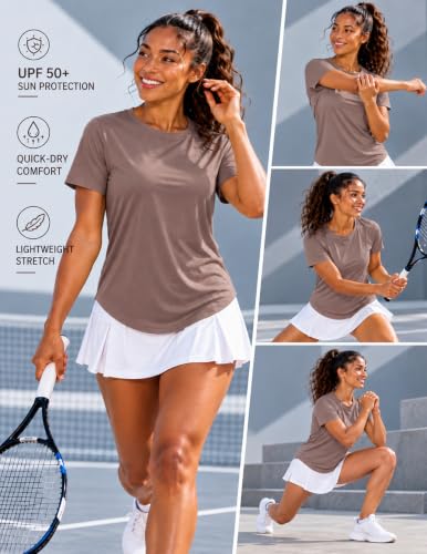 Workout Tops for Women Crew Neck Short Sleeve Athletic T Shirt Large Mushroom