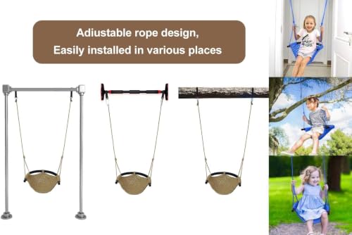 Kids Toddler Swing Seat Brown 2 Pack - Adjustable Rope Outdoor Indoor Play