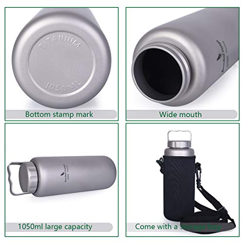 iBasingo 1050ml Titanium Water Bottle with Handle - Ti3006D Outdoor Flask