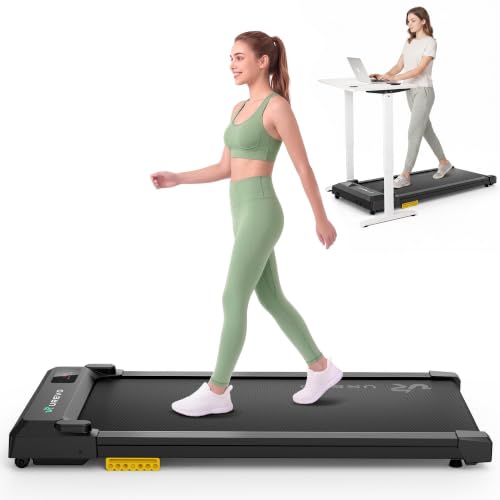 UREVO Black Smart Under Desk Treadmill with App Control & Shock Absorption
