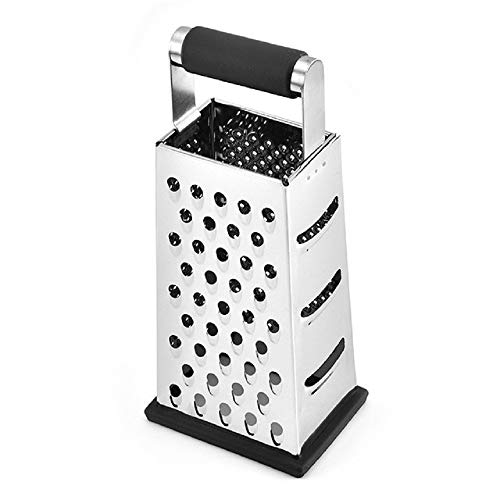 Stainless Steel Four-Sided Food Grater with Non-Slip Handle for Vegetables & Cheese