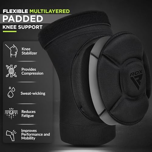 RDX Black Large Knee Pads for Work & Sports Anti-Slip Padded Foam