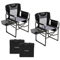 Black Oversized Camping Chair with Side Table - Portable Directors Chair