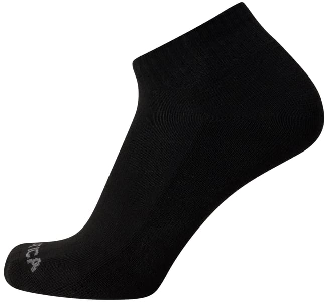 Nautica Mens Quarter Socks - Cushioned Moisture-Wicking Athletic Socks 6 Pairs - Black, Size 12.5
