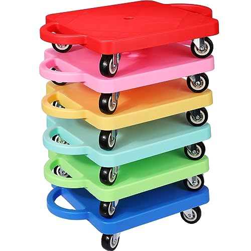 Jerify 6 Pcs Kids Scooter Boards with Handles - Light Color, 30x30cm, Indoor & Outdoor Play