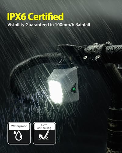 Bike Headlight 1700LM Dual Beam Waterproof for Night Cycling - Black