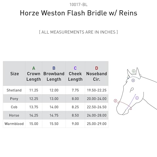 Horse Bridle Black Padded Leather Snaffle with Flash Noseband & Web Reins - HORZE Weston