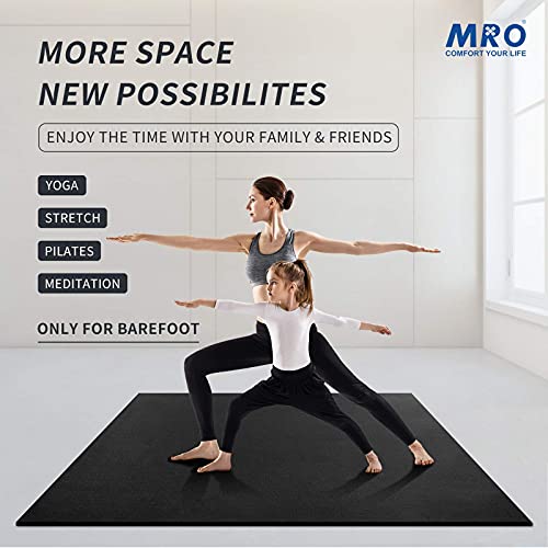 MRO Extra Large Black Yoga Mat 6x4 ft, 9mm Thick Non-Slip Exercise Mat