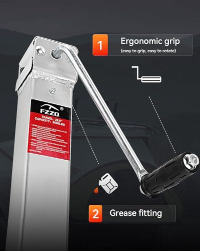 Heavy Duty Trailer Jack 8000 lbs Capacity - Silver, 28.6 Inch Vertical Travel