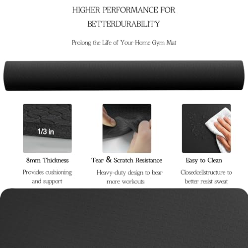 Extra Large Yoga Mat 6'x4' 8mm Thick Non-Slip Exercise Mat for Home Workouts