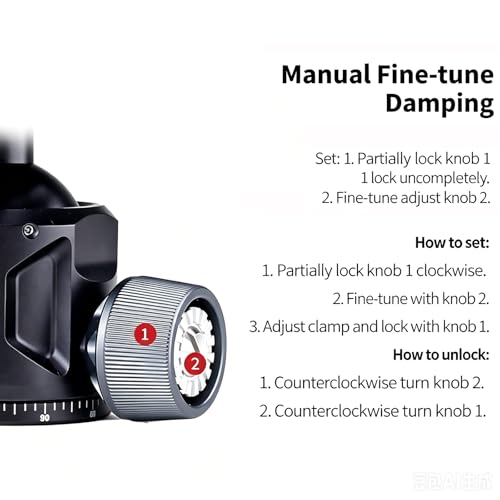 Adjustable Tripod Ball Head for Hunting & Shooting - CNC Aluminum, 55lb Load Capacity
