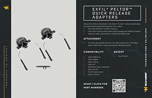 Helmet Adapter Kit for Peltor COMTAC Systems - Compatible with Team Wendy Exfil, SAR & Ski Helmets