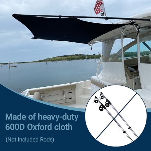 asdmm Boat T-Top Sunshade Fabric Size C, 600D Waterproof Canopy (Rods Not Included)