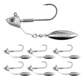 Natufish Underspin Jig Heads 6Pcs Brass Blade Flash for Bass Saltwater - 1/8 oz / 3.5g