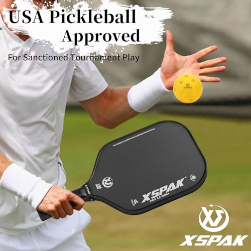 XSPAK PRO Series Carbon Fiber Pickleball Paddle with Honeycomb Core and Comfort Grip - White Variation