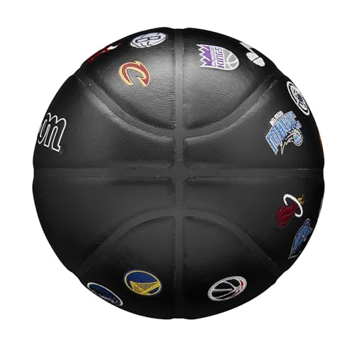 NBA Team Series Basketball - Synthetic Leather, Size 7, Indoor & Outdoor - Black with Logos Variation of Black / Size 7 - 29.5" / Collector Ball