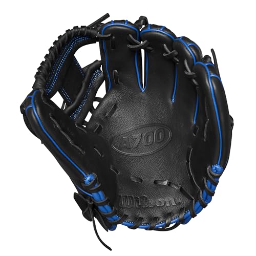 Wilson A700 11.25" Infield Baseball Glove Black/Royal Right Hand Throw - Multiple Styles & Sizes