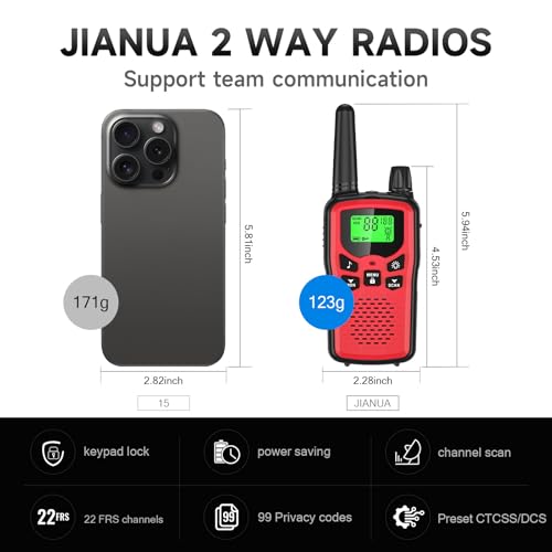 Long Range Rechargeable Walkie Talkies for Adults & Kids - 6 Colorful Sets, 5 Mile Range, LED Flashlight, Camping & Emergency Gear