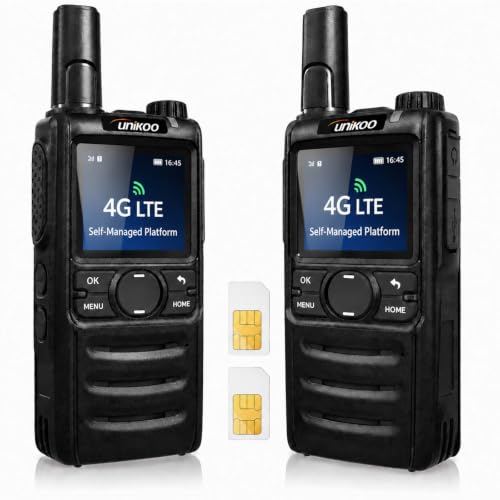 UNIKOO 2 Pack 4G LTE Walkie Talkies with Unlimited Nationwide Range | POC Radios