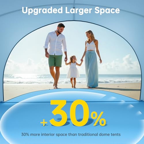Raynesys Beach Tent Sun Shelter for 1-3 People - Blue, Square Top Design, UPF50+ Water-Resistant